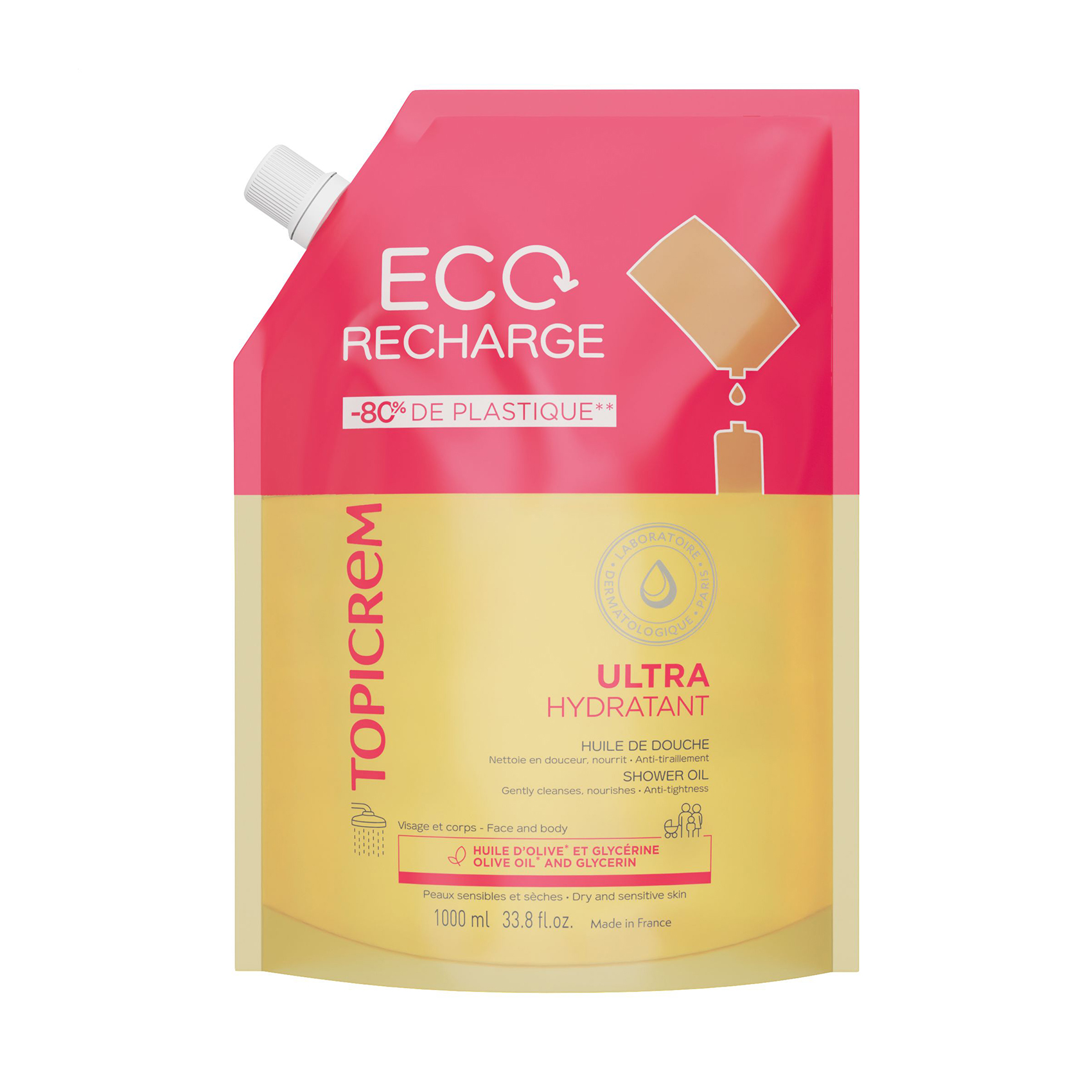 Ультразволожувальна олія для душу Topicrem Ultra Hydratant Shower Oil, 1 л (змінний блок)